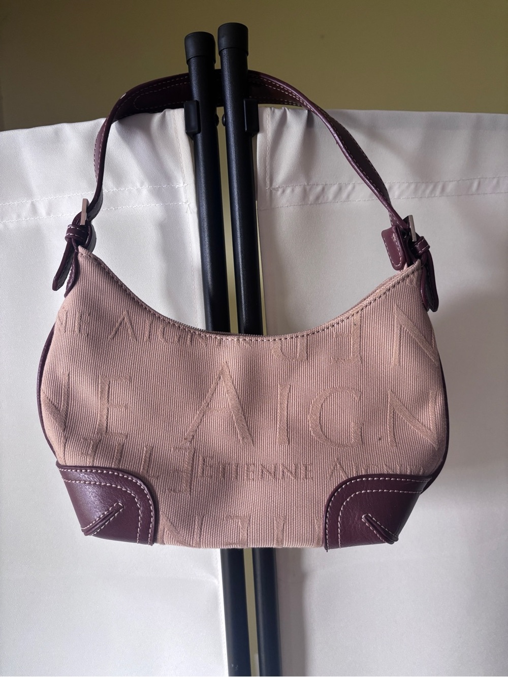 Vintage Y2K Etienne Aigner Dusty Tan and Brown Mini Shoulder Bag